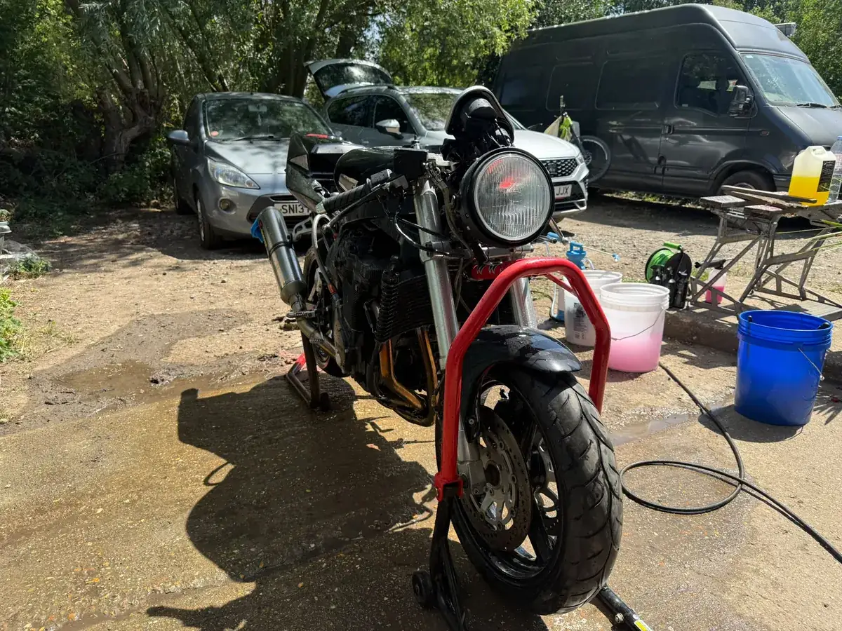 Streetfighter in the yard mid detail, wide view