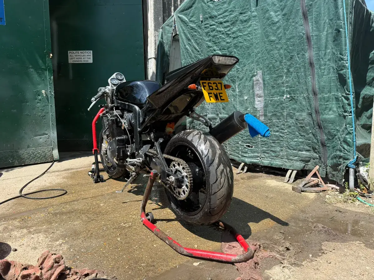 Streetfighter rear three quarter on the rear paddock stand